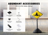 Portable Post, 5 ft Cast Iron Post Holder with Hard Plastic Base & Wheels, Movable Parking V952-LBGBXSBZGZTYS7TE8V0