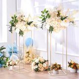 2PCS 31.5inch/80cm High Wedding Flower Stand, Metal Vase Column Geometric Centerpiece Stands, Gold V952-HLHJLFTJXKWCGALT3V0