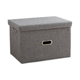 SOGA Grey Super Large Foldable Canvas Storage Box Cube Clothes Basket Organiser Home Decorative Box SBOX004