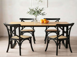Artiss Dining Table and Chairs Set 5PCS Industrial 4 Black Rattan Chairs for Kitchen, Dining Room, DSET-TAB01-RA-BKX4