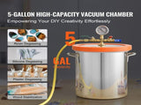 5 Gallon Vacuum Upgraded Tempered Glass Lid Vacuum Degassing 304 Stainless Steel V952-JSZKTJS5GALLH3CGUV0