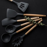 12pcs Black Heat Resistant Silicone Kitchen Utensils Set V1237-ZY-506-0037