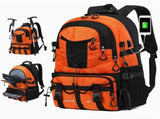 Orange 40L Large Capacity Travel Backpack - Water-Resistant Hiking Rucksack with USB Charging Port V888-ELOSUNG33671