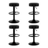 Artiss 4x Bar Stools Leather Padded Gas Lift Black BA-TW-T7009-CB-BKX4