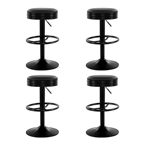 Artiss 4x Bar Stools Leather Padded Gas Lift Black BA-TW-T7009-CB-BKX4