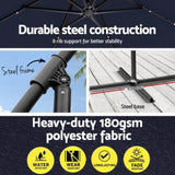 Instahut Outdoor Umbrella 3M Cantilever Beach LED Umbrellas Garden Shade Patio UMB-BAN-8RIB-LED-NA