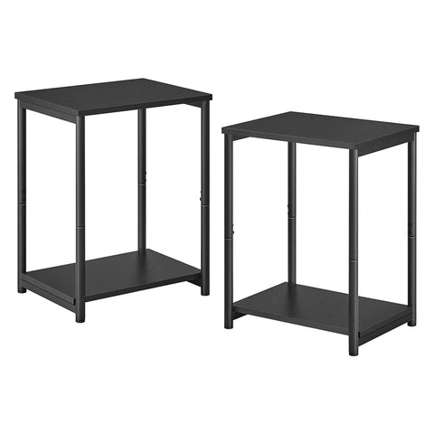 VASAGLE Side Table Set of 2 Charcoal Gray and Black with Storage Shelf V227-9101101041160