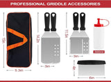8Pcs Professional Stainless Steel Griddle Spatula Tools With Storage Bag, Griddle Accessories Kit V1188-MS-825-002
