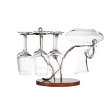 2-in-1 Red Wine Glass Rack & Wine Decanter Vintage Bronze 6 Wine Glasses Stemware Storage Display V1294-YM0901-H36012