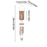 Solar Wind Chime Lantern 2 in 1 Outdoor Decor, Iron Hollow Out Projection with Hummingbird Flower V1369-AZ3-W-12077