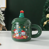 Christmas mug, ceramic mug, mug with lid and spoon, Santa Claus mug, festive decor, Christmas gift, V1106-128-68671-COL-FAN