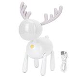 LED Night Light Cartoon Deer-Shaped Table Lamp 1200mAh USB Charging Bedroom DecorationWhite V1294-YM0721-3119210002011