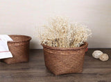 Woven Can,Small Rattan Wastebasket with Open Top,Multi-Purpose Storage Bin for Bedroom,Bathroom and V1369-AZ3-W-14155