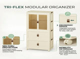 CARLA HOME 3 - Tier Foldable Wardrobe Cabinet - White - Plastic - Clothe Storage V178-36498