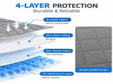 Grey Waterproof Quilted Protector - 4 Layer Breathable & Soft V888-ELOSUNG55462-4