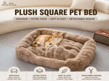 Brown Bubble Plush Pet Sofa Bed with Removable Cushion M Size 70*55*23 cm Ultra-Soft Winter V888-ELOSUNG52365