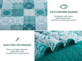 Teal Boho Mosaic Patchwork Coverlet Bedspread Set V745-AC081233Q13U