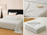 Blue Bamboo Fibre Summer Blanket - Vine Pattern Cooling Throw Blanket 150x200cm Lightweight V888-ELOSUNG54969-3