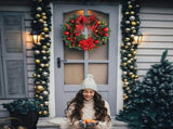 Christmas Wreath for Door Wreaths Garland Red Bow Wreath Pendant Tree Berry Ball Winter Front Door V1370-AZ4-03935