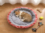 Round Pet Bed for Small Dogs and Cats, Soft Plush Calming Cat Bed with Strawberry Pattern, Cozy V888-ELOSUNG54596