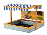 Keezi Kids Sandpit Wooden Canopy Sandbox With Cover Funnel Outdoor Toys 110cm Green SAND-CANOPY-FUNNEL-110-GN
