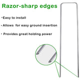 6 inch U-Shaped Landscape Staples and Fixing Gasket Set of 50, Garden Landscape Staples for Outdoor V1366-AZ2-W-07314