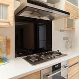 Toughened 90cm x 75cm Black Glass Kitchen Splashback V63-800207