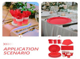 Red Paper plates and Napkins Set for Party Disposable Dinnerware with Bright Color and Unique Design V1370-AZ4-18279