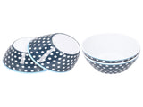 4PCS 6in Salad Bowl Dinner Serving Bowl Sets Kitchen Imitation Porcelain DinnerwareDark Blue Dots V1294-YM0721-3118210043116