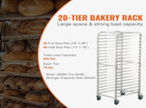 Bun Pan Rack, 20-Tier Commercial Bakery Racks with Brake Wheels, Aluminum Racking Trolley Storage V952-MBPJLZCCHC205PLL3V0