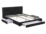 Artiss Queen Bed Frame Storage Charging Station Upholstered 3 Drawers USB Type-C BFRAME-G-LUNA-Q-BK-ABC