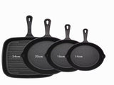 Four-piece set Heavy Duty Cast Iron Skillet & Grill Pan Thickened Vintage Style Cookware for Steak V888-ELOSUNG40412