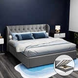 Artiss Bed Frame King Size Gas Lift Grey ISSA BFRAME-E-ISSA-K-GY-ABC