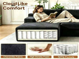 Couch Modular Sectional 3 Seater Sofa L-Shaped Black,81" Boneless Sofa Bed, Deep Seat and Side V1337-LS-BK02-B