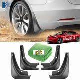 Tesla Model 3 Mud Guards Set of 4 Front and Rear Fenders White Compatible with Tesla V1188-TR101-47223-5