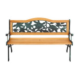 Gardeon Outdoor Garden Bench Seat 126cm Wooden Cast Iron 3 Seater Patio Furniture GB-IR-WOOD-NTL