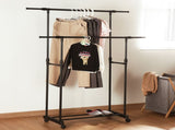 Double-rod Adjustable Clothes Rack with Pulley-Back V1161-972836