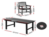 Gardeon 7 Piece Outdoor Dining Set Patio HDPE Table and Chairs Garden Furniture FF-DINING-7HDPE-BK-AB