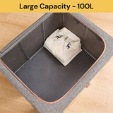 Foldable Storage Box Crushed Steel Frame Clothes Quilt Toys Organizer 100L Random color V201-W12783610