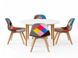 1 Artiss Dining Table and 4 Fabric Eiffel Chairs Set White DSET-TAB01-56FBX4