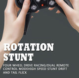 2.4G remote control car, electric stunt car, drifting car, spray function, kids toy car, V1102-823-64190-BLU-DUAL-CONTROL