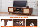 Rattan TV Stand for 75in TV, Boho TV Stand with Rattan Door, Entertainment Center with Build-in V952-TBDSJ66INCHE0TAMJV3