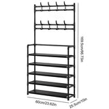 Shoe Rack Storage Cabinet Coat Hat Stand Metal Shelves 12 Pairs Black 60CM V201-QHGMMOREONE028