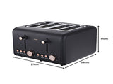 Pronti 3-in-1 Breakfast Set Kettle, 4-Slice Toaster and Pronti HomeMaid Coffee Machine Applianc KT-TS-C511-BK