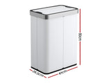 Devanti Rubbish Bin 70L Automatic Sensor Kitchen Bin, Slim Smart Garbage Can Touchless Rectangular SB-E-70L-WH