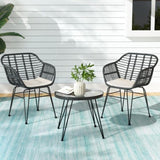 Gardeon 3PC Outdoor Furniture Bistro Set Lounge Setting Table Chairs Cushion Patio Grey ODF-RATTAN-3PCS-GE