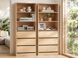 Artiss 2x Chest of 3 Drawers Tallboy Cabinet Pine FURNI-L-CDR-3D3S-WD-ABX2