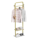 Durable Metal Corner Clothes Rack Strong Stone Base Entryway Garment Stand W Rod V767-JJ-XY1234-G1