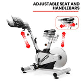 PROFLEX Heavy Duty Stationary Exercise Spin Bike, 13kg Flywheel, Pulse Sensors, LCD Display for Gym V219-FTNSBKPF95WA