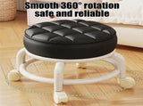 Plastic Rolling Low Stool with Wheels Living Room, Bedroom, and Home Office, Mobile Step Stool V1369-AZ3-W-12059